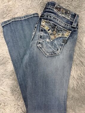 Miss Me Signature Slim Boot Bling Pocket Bootcut Jeans Size 26
